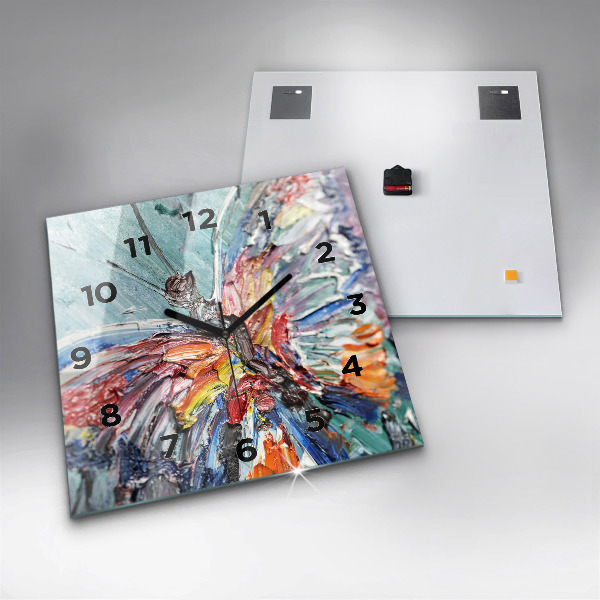 Ceas pătrat de perete din sticlă Fragment de artă în ulei