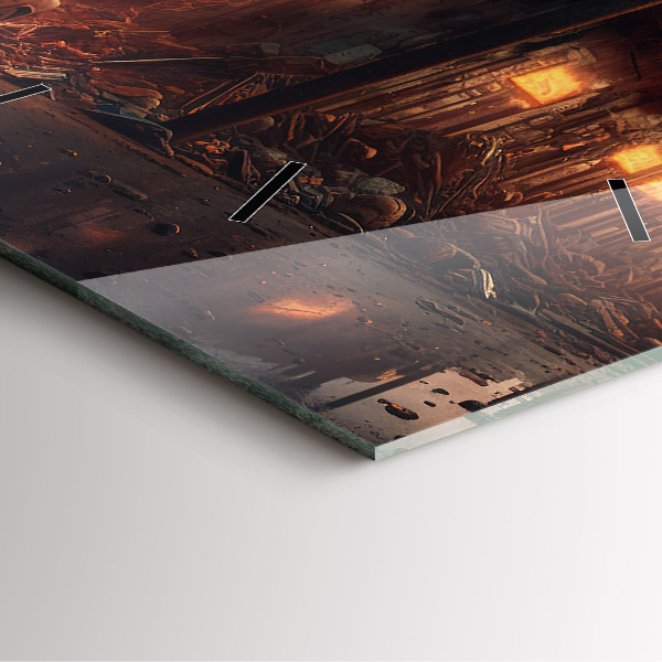 Ceas pătrat de perete din sticlă Clădire apocaliptică