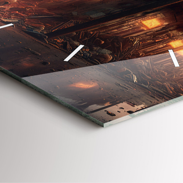 Ceas pătrat de perete din sticlă Clădire apocaliptică