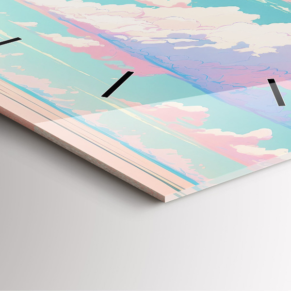 Ceas pătrat de perete din sticlă Culoarea pastelată a cerului