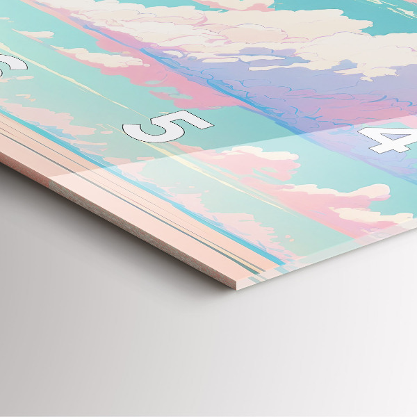 Ceas pătrat de perete din sticlă Culoarea pastelată a cerului