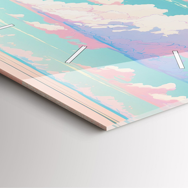 Ceas pătrat de perete din sticlă Culoarea pastelată a cerului