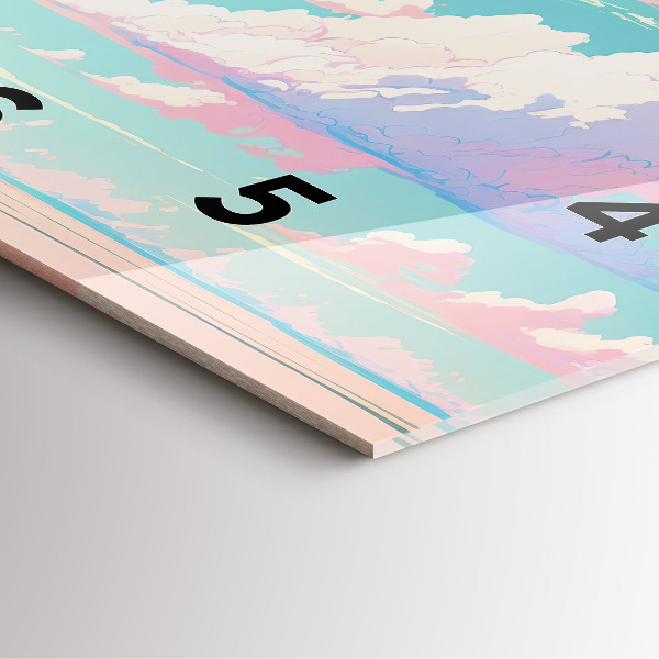 Ceas pătrat de perete din sticlă Culoarea pastelată a cerului