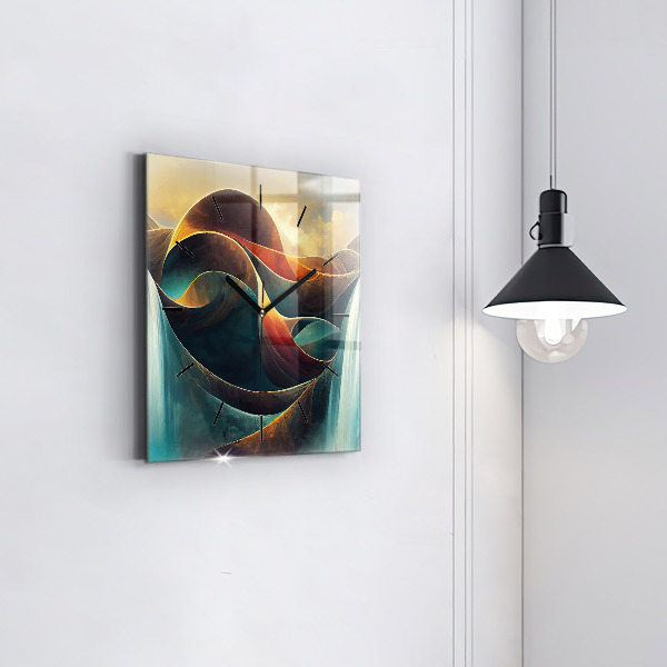 Ceas pătrat de perete din sticlă Cascada curgătoare