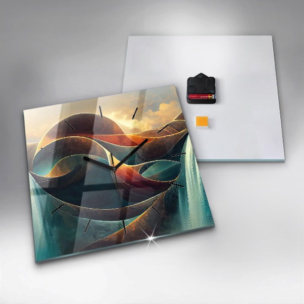 Ceas pătrat de perete din sticlă Cascada curgătoare