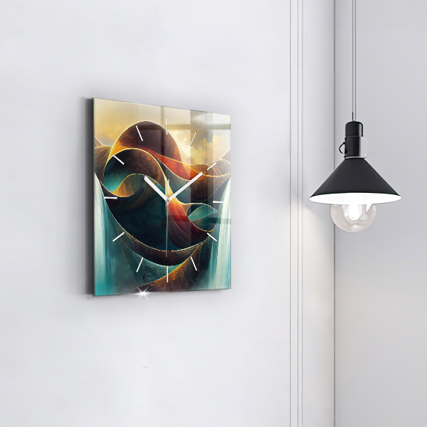 Ceas pătrat de perete din sticlă Cascada curgătoare