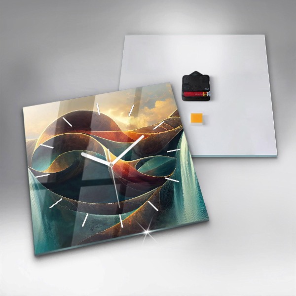 Ceas pătrat de perete din sticlă Cascada curgătoare