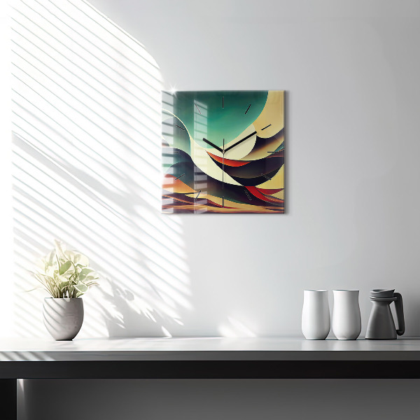 Ceas pătrat de perete din sticlă Fundal cu linii abstracte