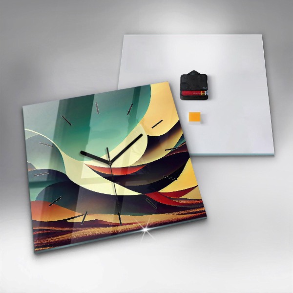 Ceas pătrat de perete din sticlă Fundal cu linii abstracte