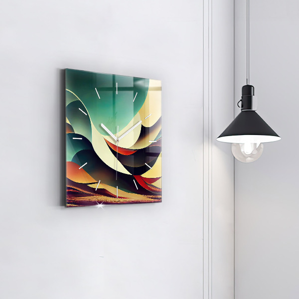 Ceas pătrat de perete din sticlă Fundal cu linii abstracte