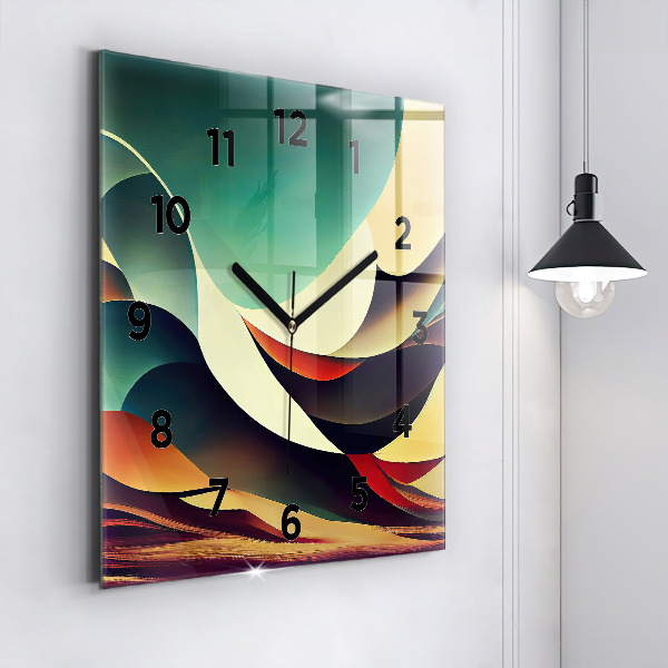 Ceas pătrat de perete din sticlă Fundal cu linii abstracte