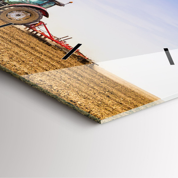 Ceas pătrat de perete din sticlă Fermier într-un tractor