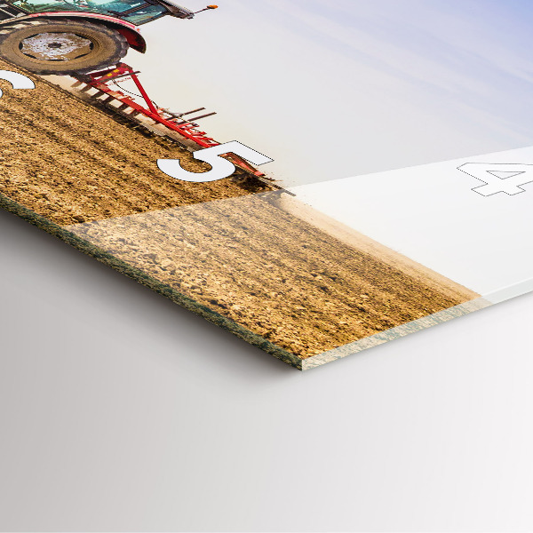 Ceas pătrat de perete din sticlă Fermier într-un tractor