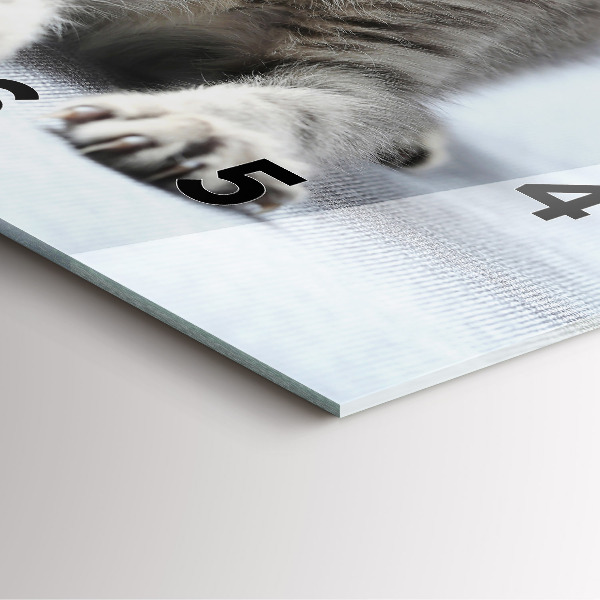 Ceas pătrat de perete din sticlă Pisica pe canapea