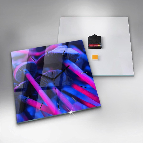 Ceas pătrat de perete din sticlă Ciuperci magice colorate