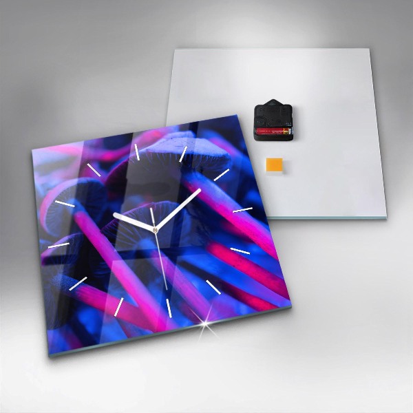 Ceas pătrat de perete din sticlă Ciuperci magice colorate