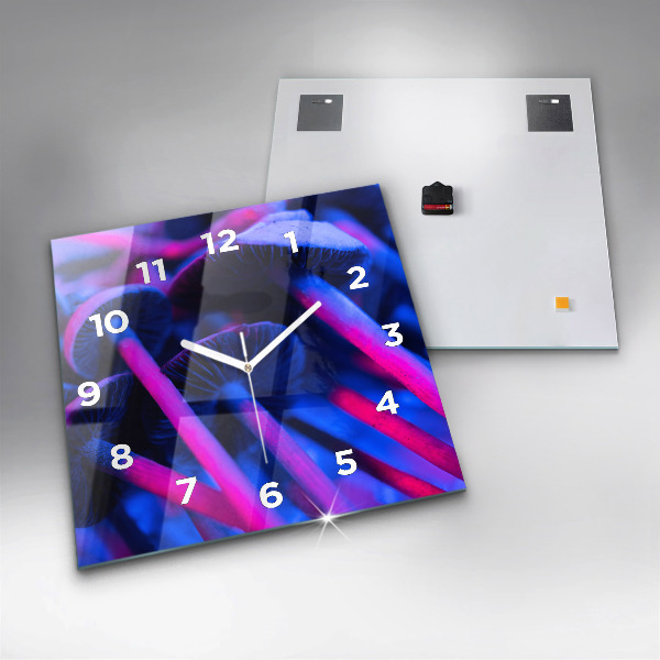Ceas pătrat de perete din sticlă Ciuperci magice colorate