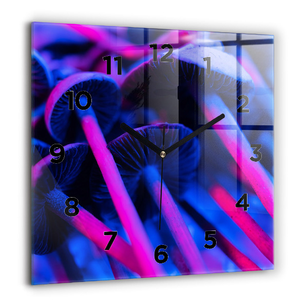 Ceas pătrat de perete din sticlă Ciuperci magice colorate