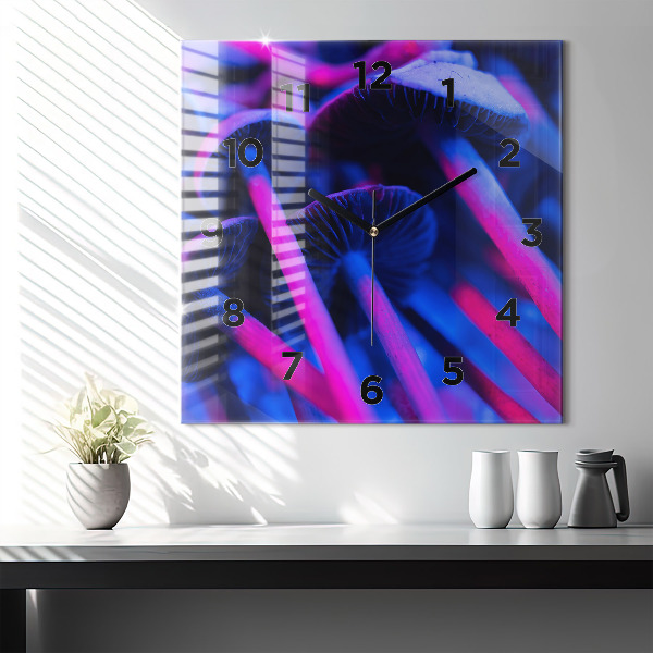 Ceas pătrat de perete din sticlă Ciuperci magice colorate