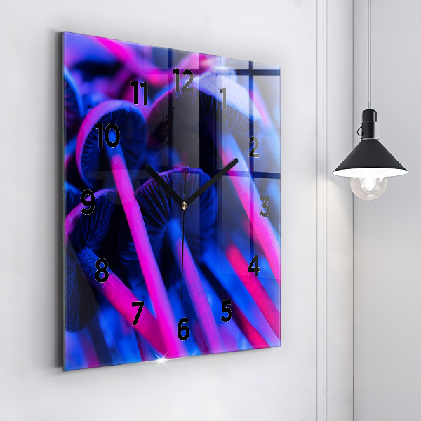 Ceas pătrat de perete din sticlă Ciuperci magice colorate