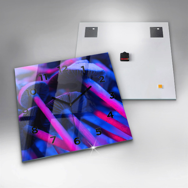 Ceas pătrat de perete din sticlă Ciuperci magice colorate