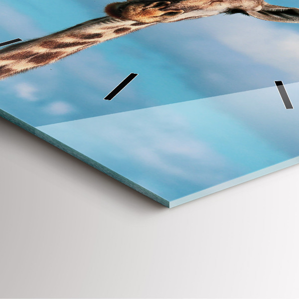 Ceas pătrat de perete din sticlă Capul unei girafe pe cer