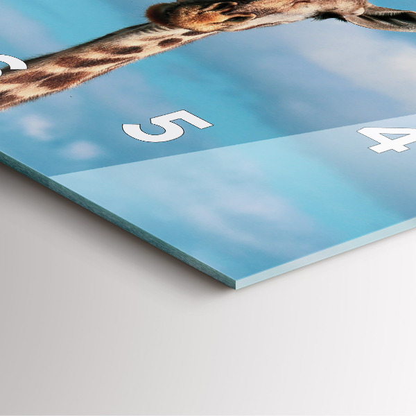 Ceas pătrat de perete din sticlă Capul unei girafe pe cer