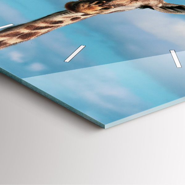 Ceas pătrat de perete din sticlă Capul unei girafe pe cer