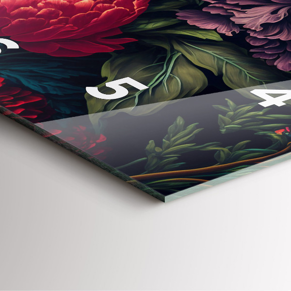 Ceas pătrat de perete din sticlă Buchet de flori vintage