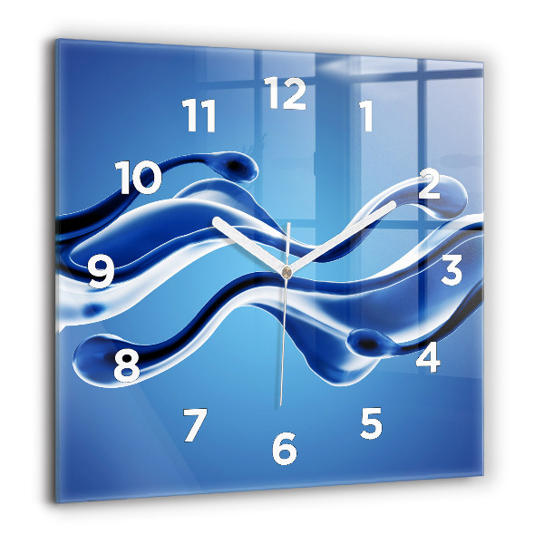Ceas pătrat de perete din sticlă Abstracție lichidă