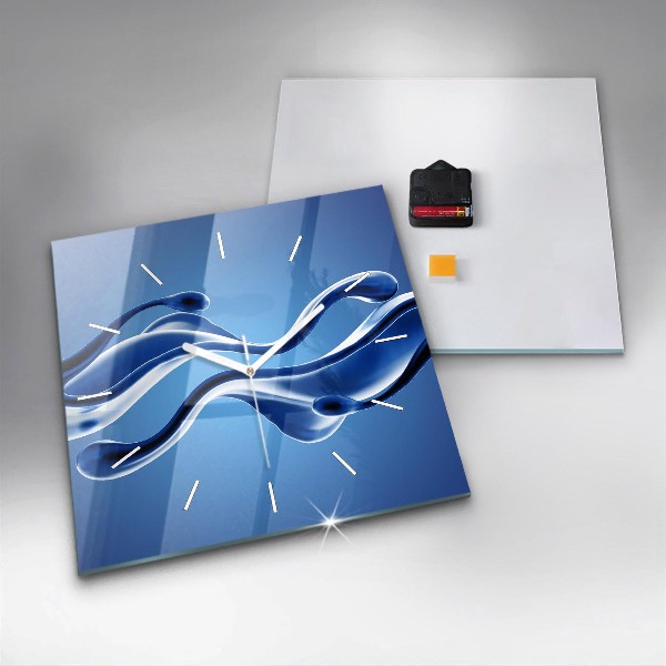 Ceas pătrat de perete din sticlă Abstracție lichidă
