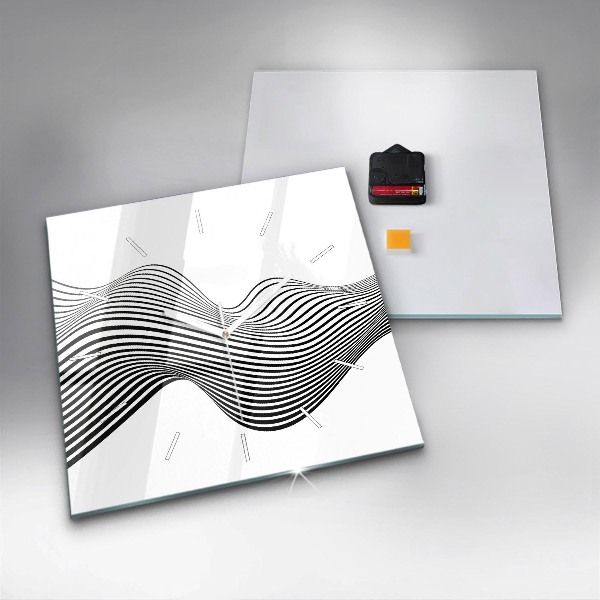 Ceas pătrat de perete din sticlă Arta alb-negru