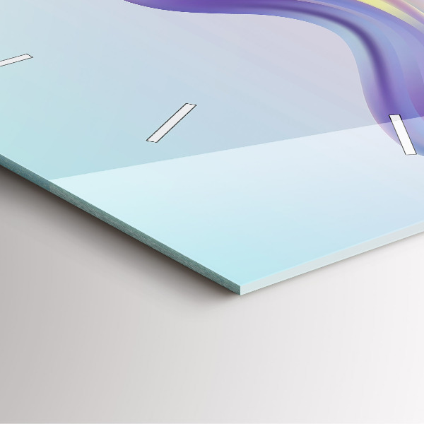Ceas pătrat de perete din sticlă Abstracția valului pastel