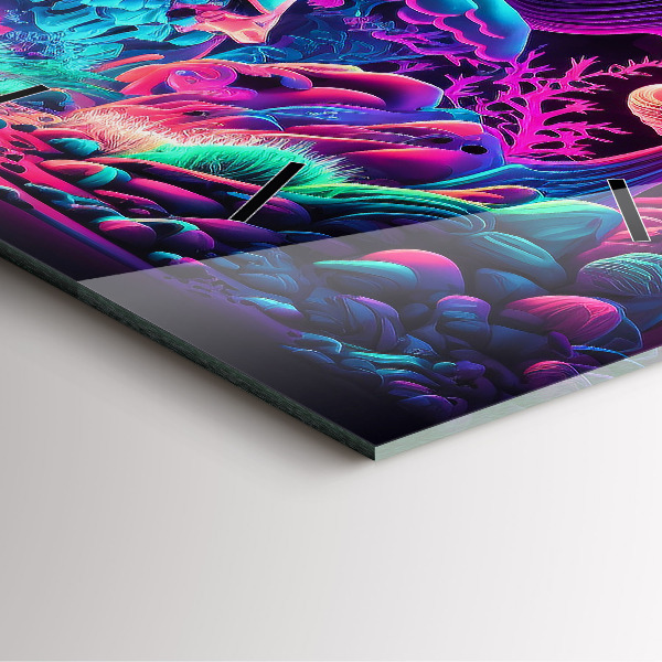 Ceas pătrat de perete din sticlă Ciuperci neon