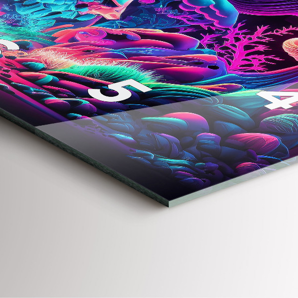 Ceas pătrat de perete din sticlă Ciuperci neon