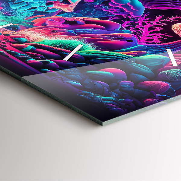 Ceas pătrat de perete din sticlă Ciuperci neon