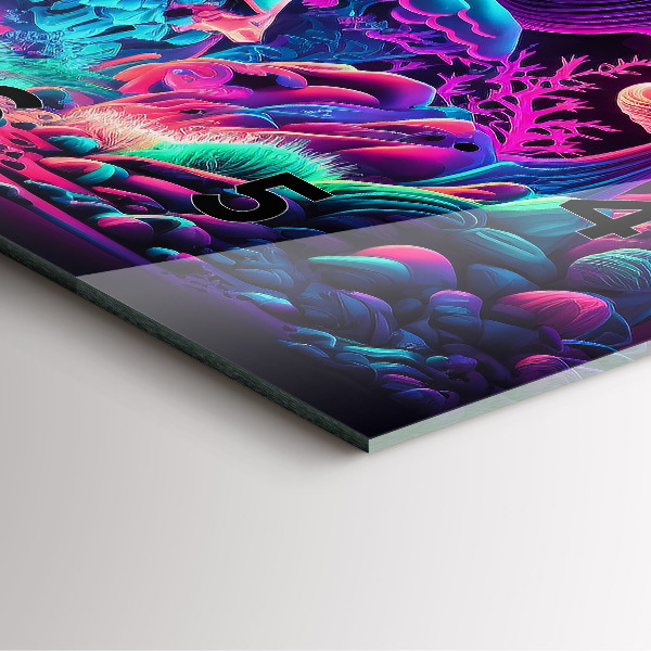 Ceas pătrat de perete din sticlă Ciuperci neon