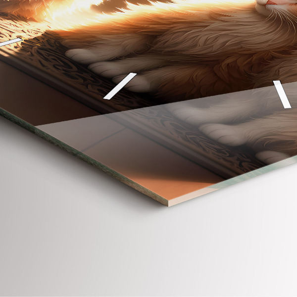 Ceas pătrat de perete din sticlă Patru pisoi la soare