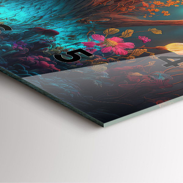 Ceas pătrat de perete din sticlă Pădure și ciuperci magice