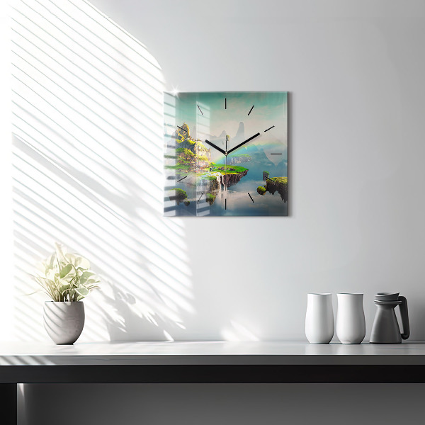 Ceas pătrat de perete din sticlă fantezie chinezească