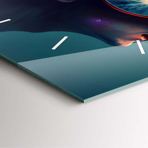 Ceas pătrat de perete din sticlă Lumea futuristă