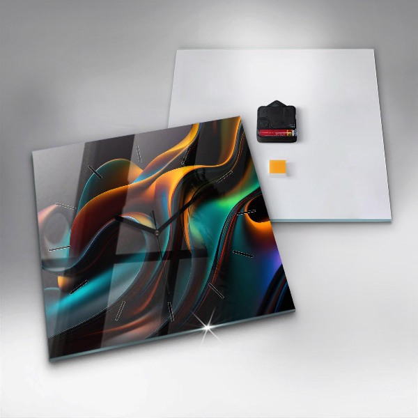 Ceas pătrat de perete din sticlă Val futurist