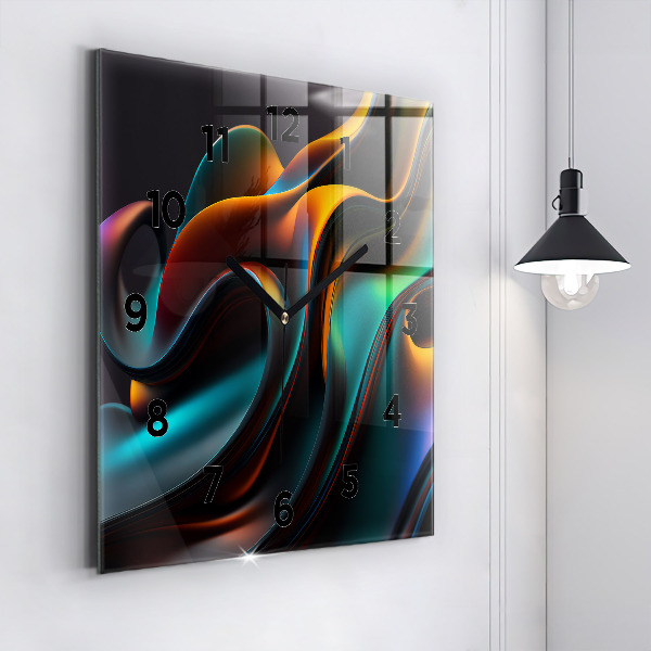 Ceas pătrat de perete din sticlă Val futurist
