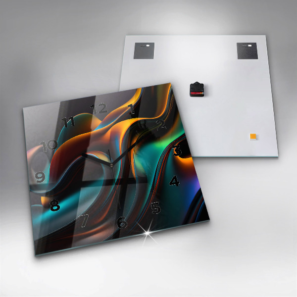 Ceas pătrat de perete din sticlă Val futurist