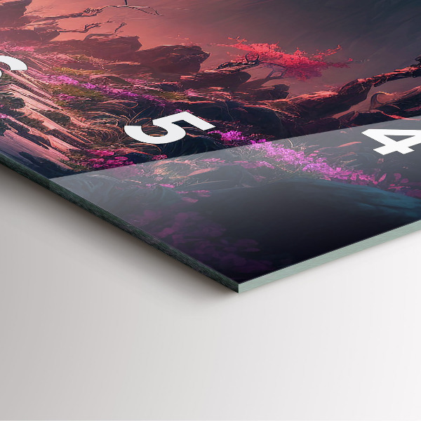 Ceas pătrat de perete din sticlă Pădure și munți magici