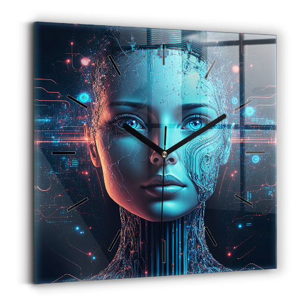 Ceas pătrat de perete din sticlă Inteligenţă artificială