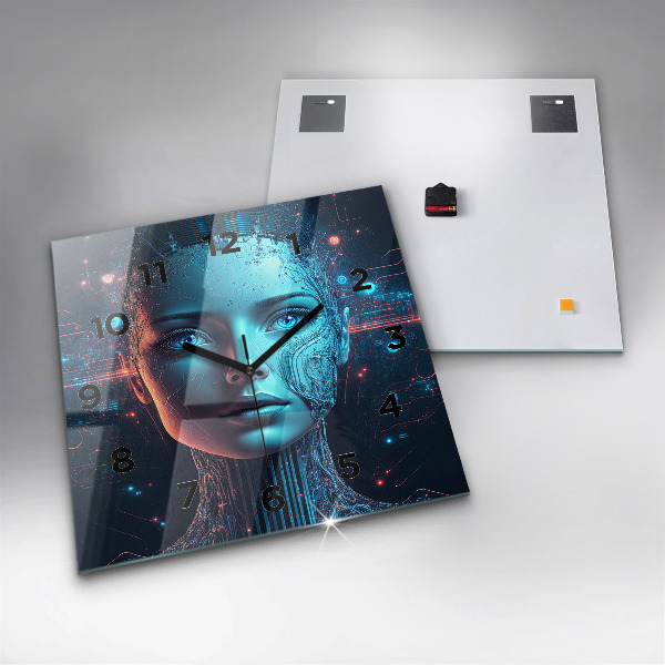 Ceas pătrat de perete din sticlă Inteligenţă artificială