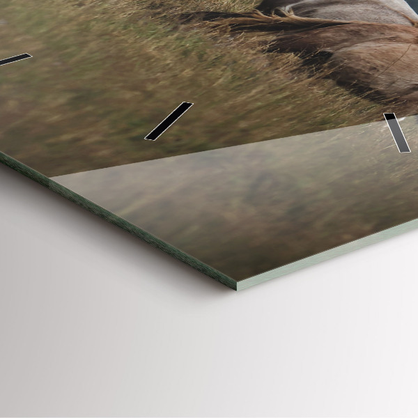 Ceas pătrat de perete din sticlă Caii în galop