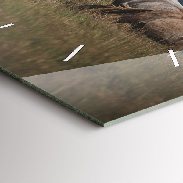 Ceas pătrat de perete din sticlă Caii în galop