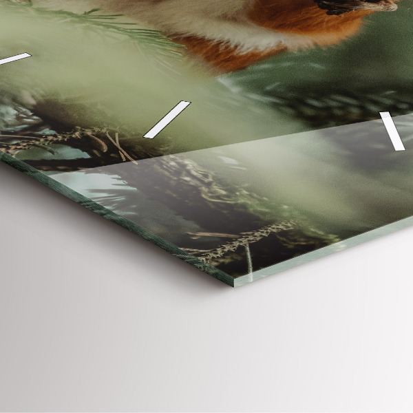 Ceas pătrat de perete din sticlă Veveriță și natură sălbatică